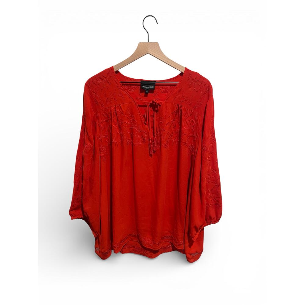 Cynthia Rowley Women’s plus size flowy embroidered red blouse size 3X